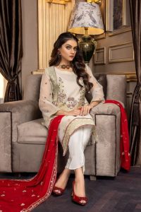 BLENDED PASSION Organza 3pc Unstitched dress-Pakistani wedding dress ideas